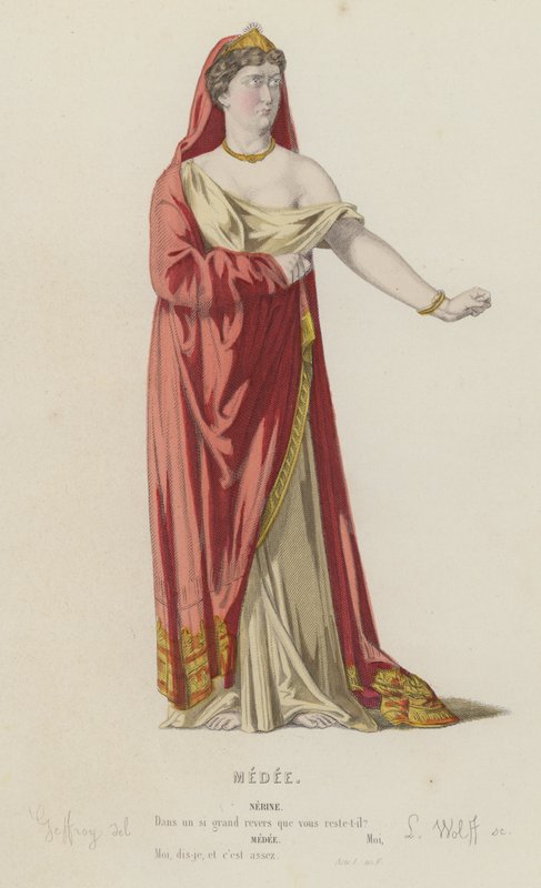 Corneille, Medee, Act I, Sc V (renkli gravür) by French School
