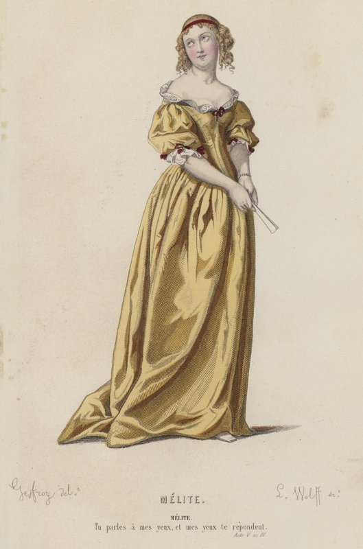 Corneille, Melite, Act V, Sc IV (renkli gravür) by French School