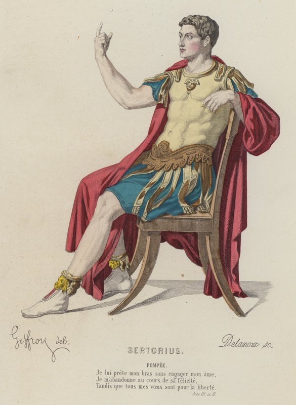 Corneille, Sertorius, Act III, Sc II (renkli gravür) by French School
