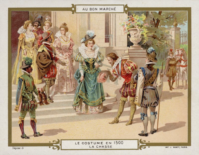 1500'de kostüm - avcılık (chromolitho) by French School