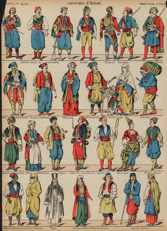 Balkan Kostümleri (renkli gravür) by French School