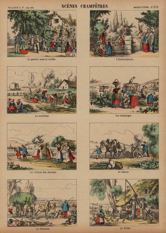 Kırsal manzaralar (renkli gravür) by French School