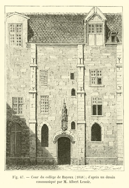 Bayeux kolej avlusu, 1848; M Albert Lenoir tarafından iletilen bir çizimden by French School
