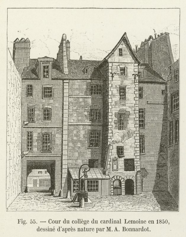 M A Bonnardot tarafından doğadan çizilen 1850 yılında Kardinal Lemoine kolej Mahkemesi, by French School