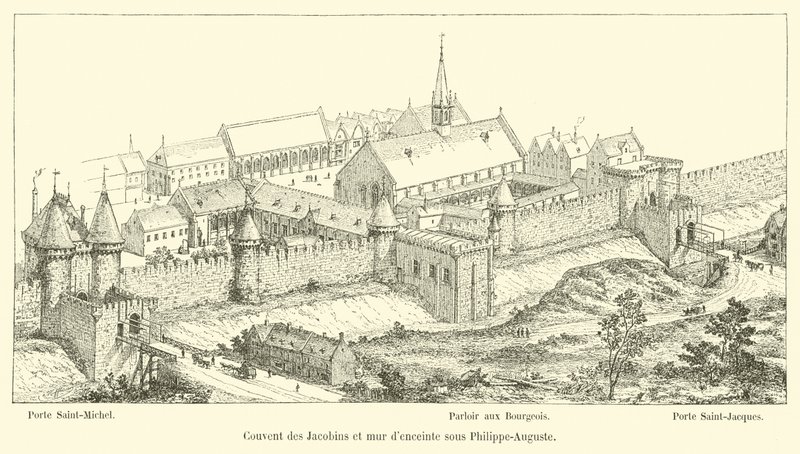 Jacobins Manastırı ve Philippe-Auguste altında çevreleyen duvar by French School
