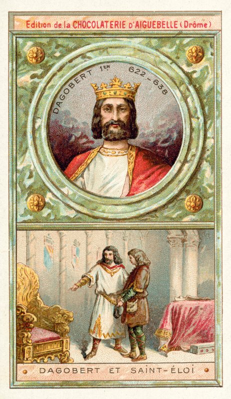 Dagobert I ve St Eloi, 7. Yüzyıl (chromolitho) by French School