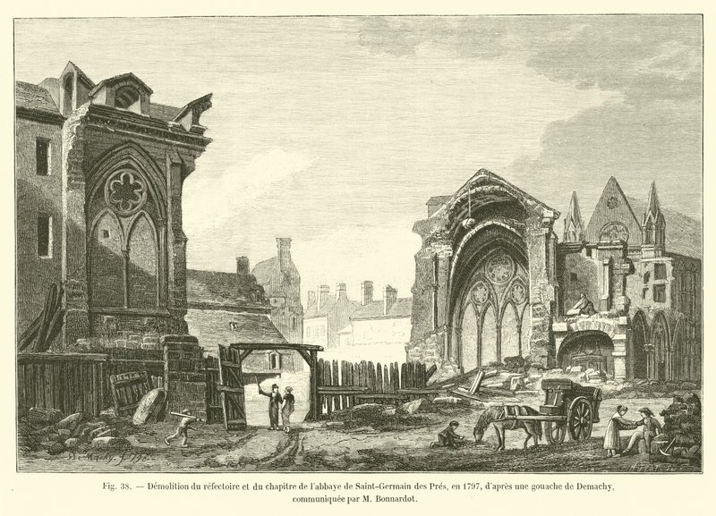 M Bonnardot tarafından bildirilen Demachy tarafından yapılan bir guajdan sonra, yemekhanenin ve Saint-Germain des Pres Manastırı bölümünün 1797