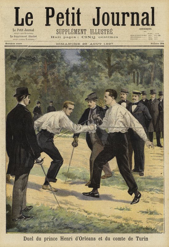 Orleans Prensi Henri ile Torino Kontu arasındaki düello, Vaucresson, Fransa, 1897 by French School
