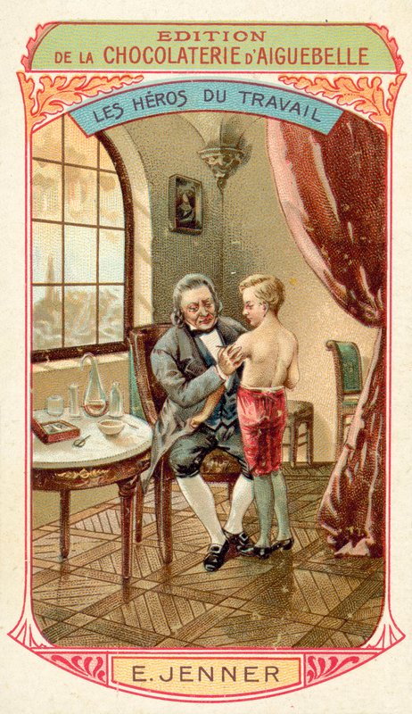 Edward Jenner, çiçek hastalığına (chromolitho) karşı bir aşı bulan İngiliz doktor ve bilim adamı by French School