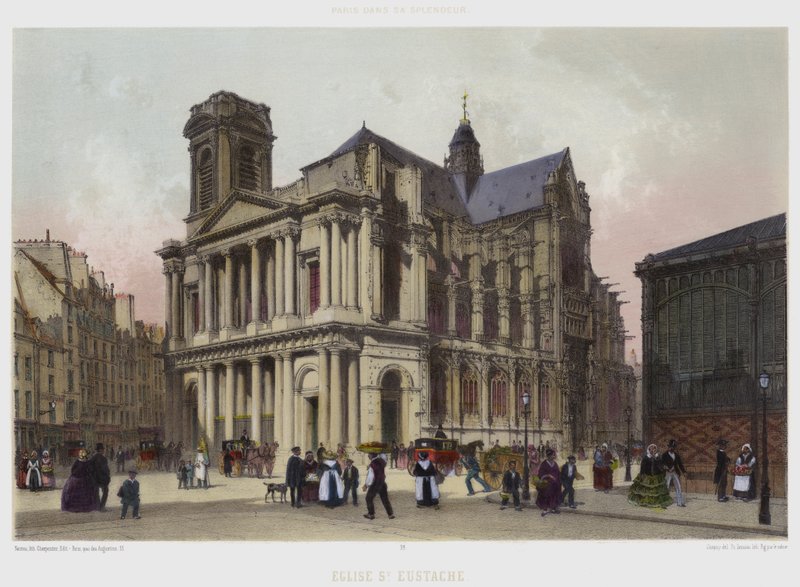 Saint-Eustache Kilisesi (renkli taş) by French School