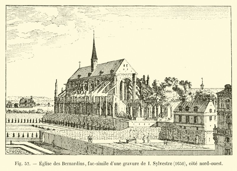 Eglise des Bernardins, I Sylvestre tarafından yapılan bir gravürün tıpkıbasımı, 1650, kuzeybatı sahili by French School