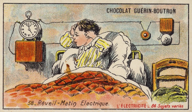 Elektrikli çalar saat (chromolitho) by French School