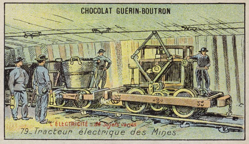 Elektrikli maden traktörü (chromolitho) by French School