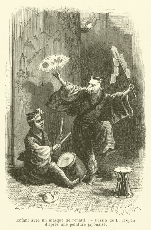 Tilki maskeli çocuk (gravür) by French School