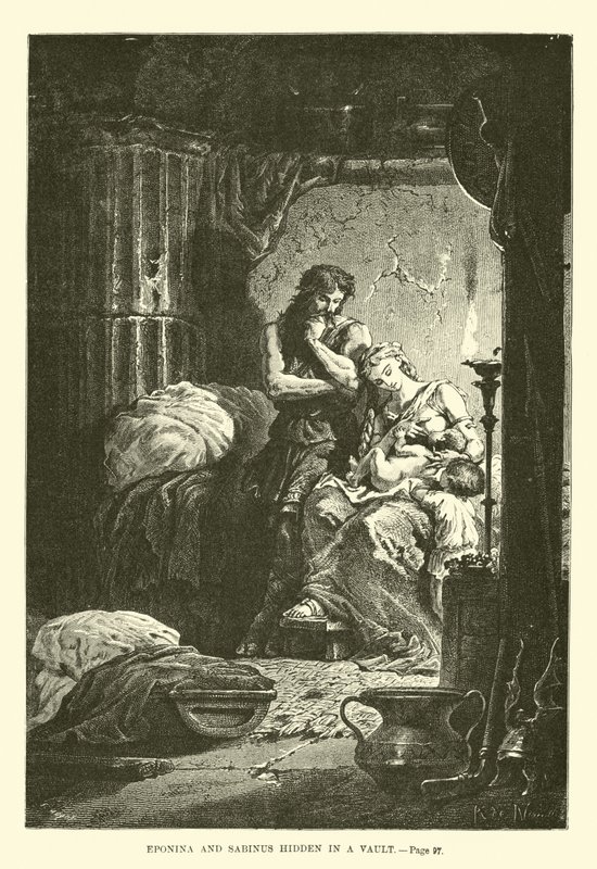 Bir kasada saklanmış Eponina ve Sabinus by French School