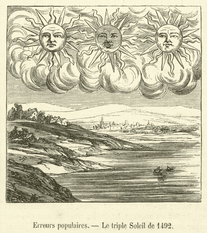 Popüler hatalar, The Triple Sun of 1492 (gravür) by French School
