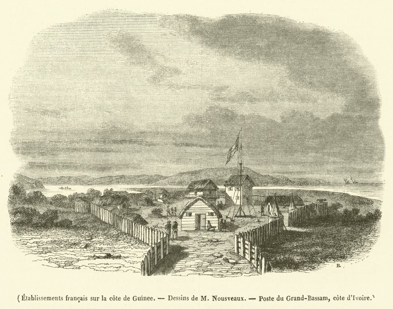Gine kıyılarındaki Fransız kuruluşları (gravür) by French School