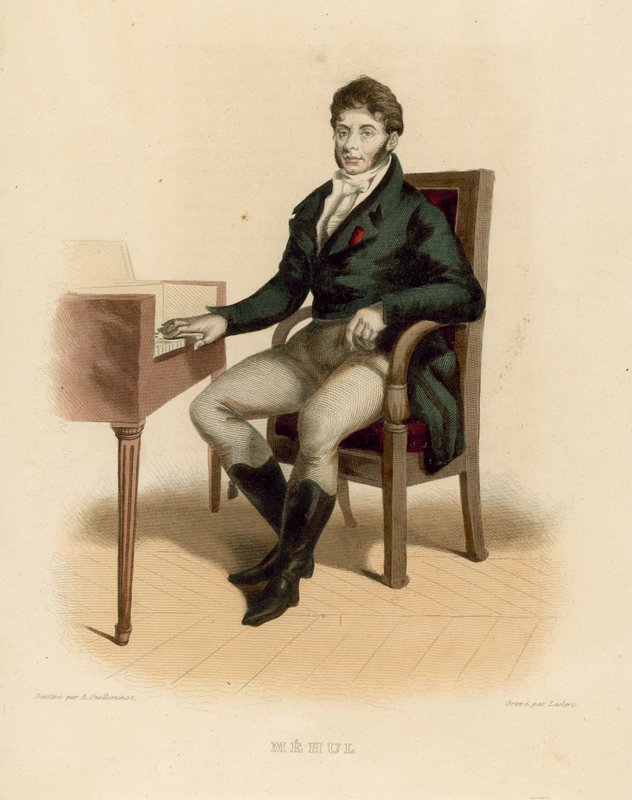 Etienne-Nicolas Mehul (renkli gravür) by French School