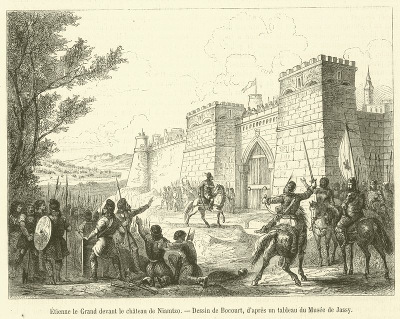 Niamtzo kalesinin önünde Büyük Stephen (gravür) by French School