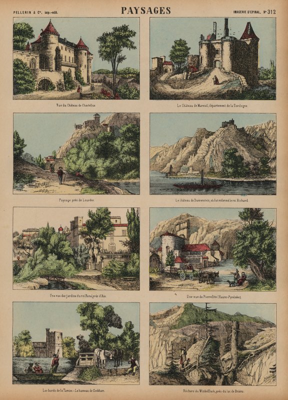Avrupa sahneleri (renkli gravür) by French School