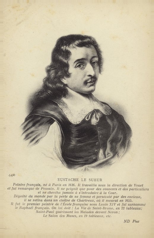 Eustache Le Sueur, Fransız ressam (lito) by French School