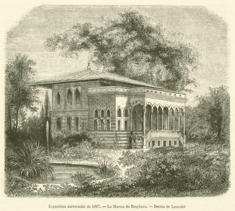 1867 Evrensel Sergisi, La Maison du Bosphore (gravür) by French School