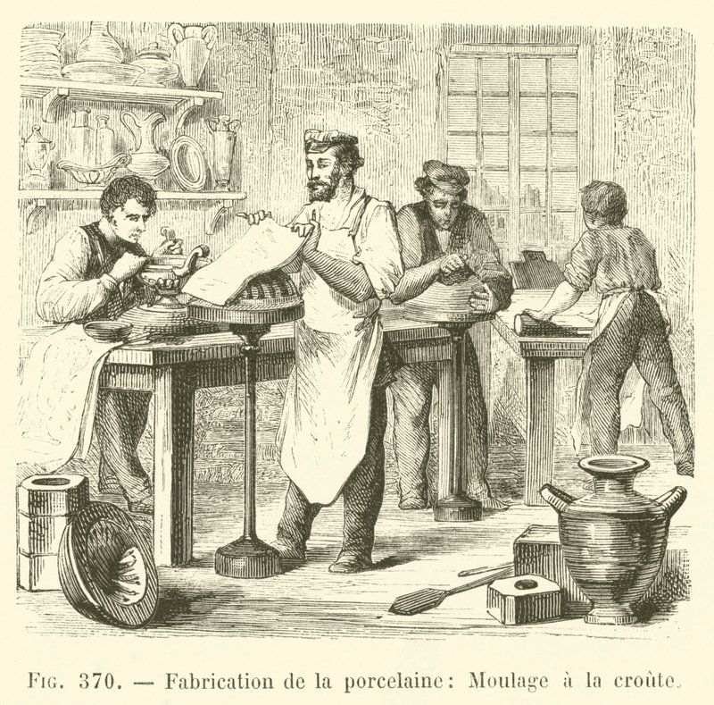 Porselen imalatı, Kabuklu kalıplama (gravür) by French School