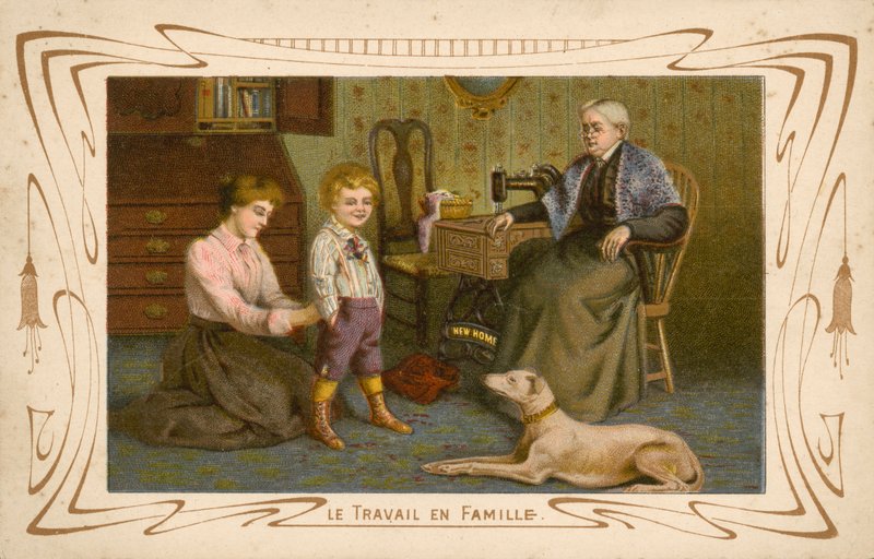 Aile çalışması (chromolitho) by French School