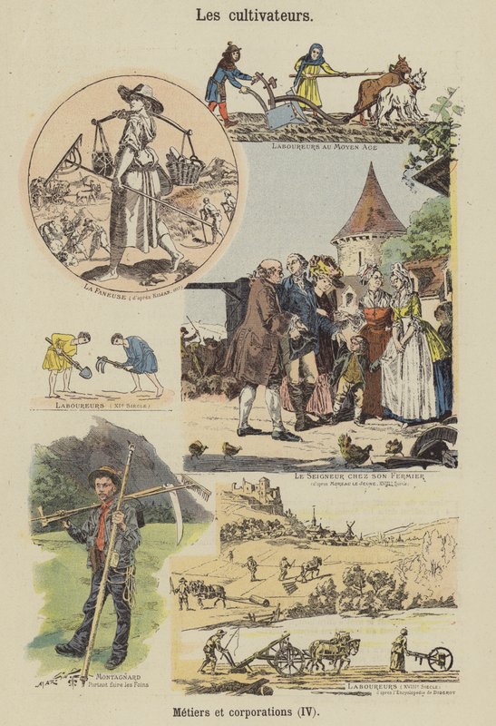 Çiftçiler (renkli lito) by French School