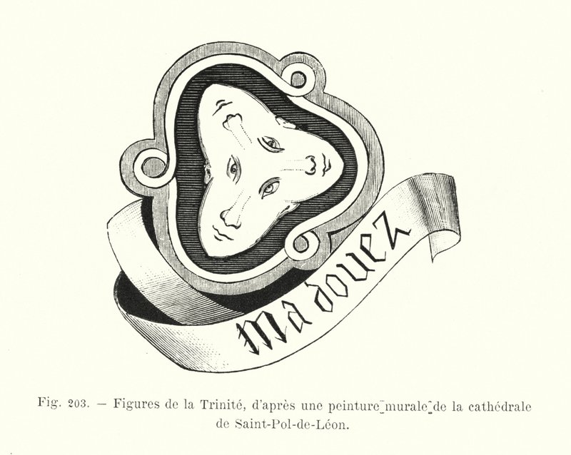 Saint-Pol-de-Leon katedralindeki bir duvar resminden sonra Trinity figürleri (gravür) by French School