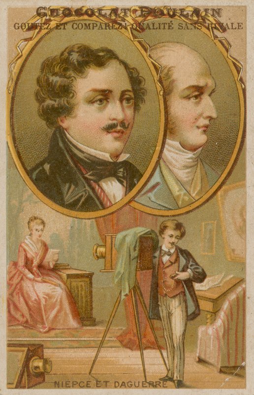 Fotoğrafçı ile fotoğrafın kurucuları Niepce ve Daguerre by French School