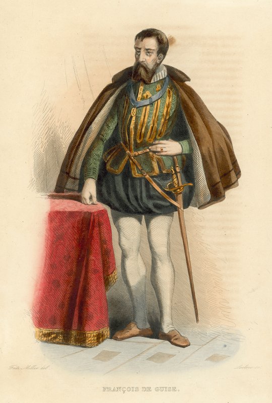 Francois de Guise (renkli gravür) by French School