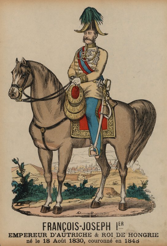 Franz Joseph I, Avusturya İmparatoru ve Macaristan Kralı (renkli gravür) by French School