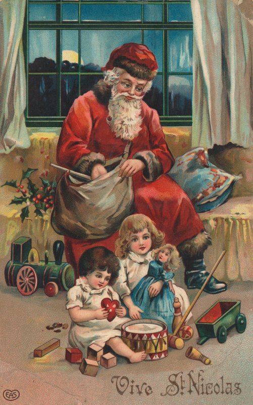 Fransız Noel kartı (renkli taş baskı) by French School