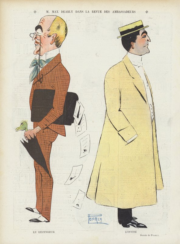 Fransız aktör Max Dearly. Le Rire (renkli taş) için çizim by French School
