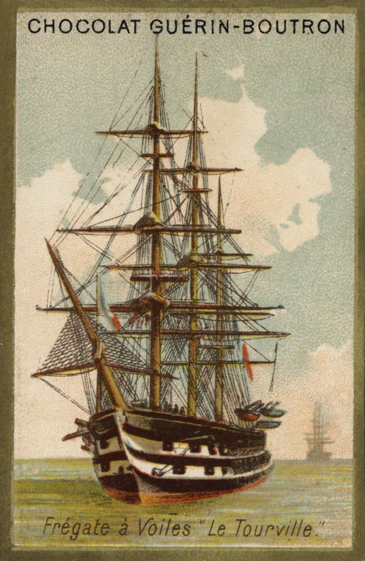 Fransız yelkenli fırkateyn Tourville (chromolitho) by French School