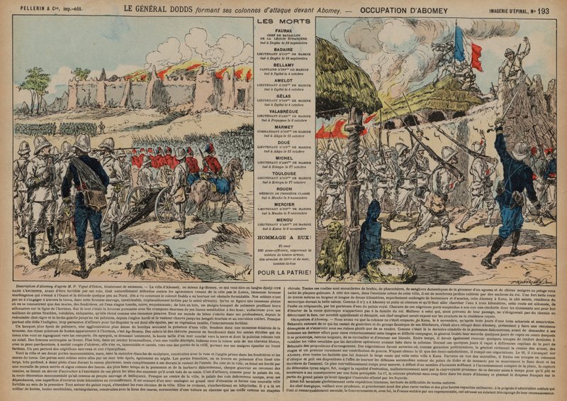 General Alfred-Amedee Dodds tarafından komuta edilen Fransız birlikleri Abomey, Dahomey, İkinci Franco-Dahomean Savaşı