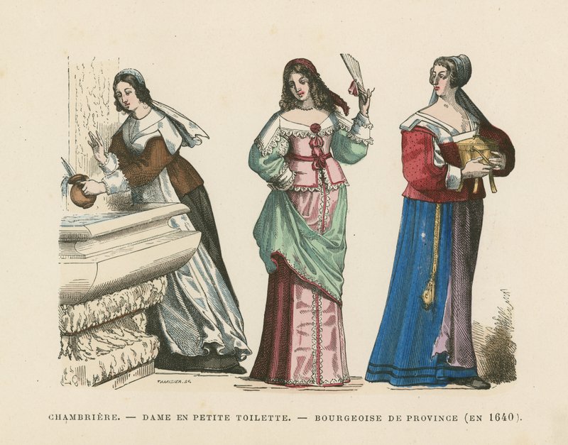 Fransız kadın kostümleri, 17. yüzyıl by French School
