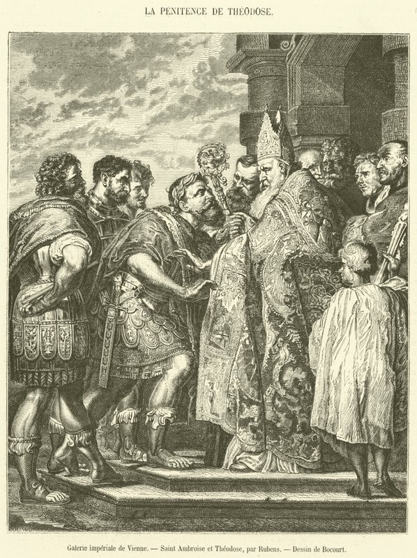 Viyana İmparatorluk Galerisi, Aziz Ambrose ve Theodosius (gravür) by French School