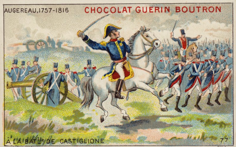 General Augereau, Castiglione Savaşı'nda (chromolitho) by French School