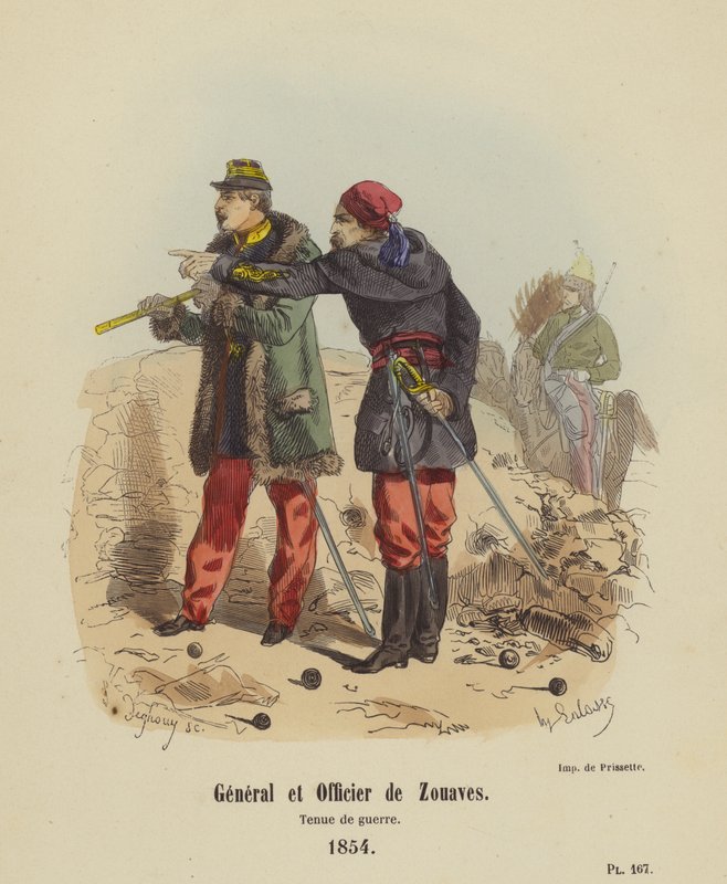 General ve Zouaves Subayı, Savaş Elbisesi by French School