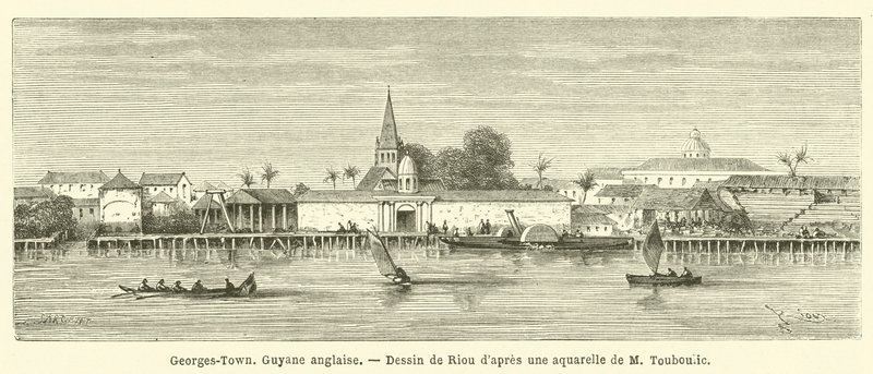 Georges-Town, İngiliz Guyanası (gravür) by French School
