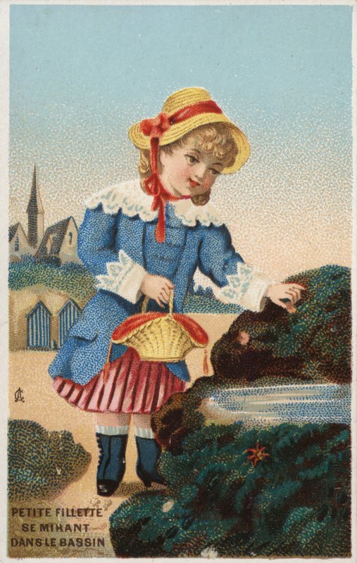 Kabuklu deniz ürünlerini kovaya koyan kız by French School