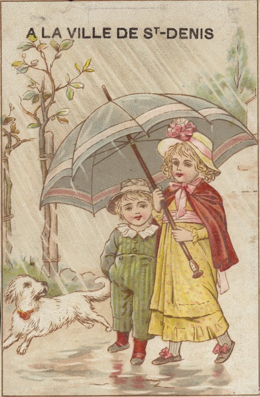 Şemsiye ile Yağmurda Yürüyen Kızlar by French School