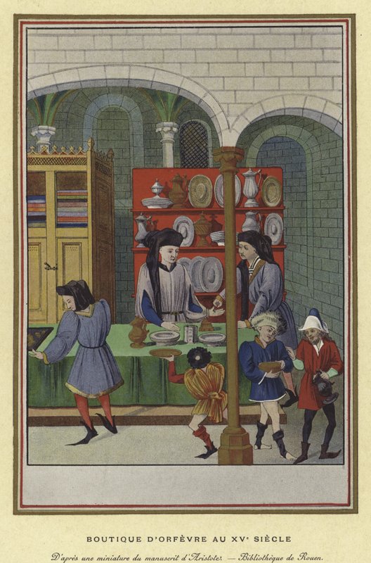 Altın ve gümüşçü dükkanı, 15. yüzyıl by French School