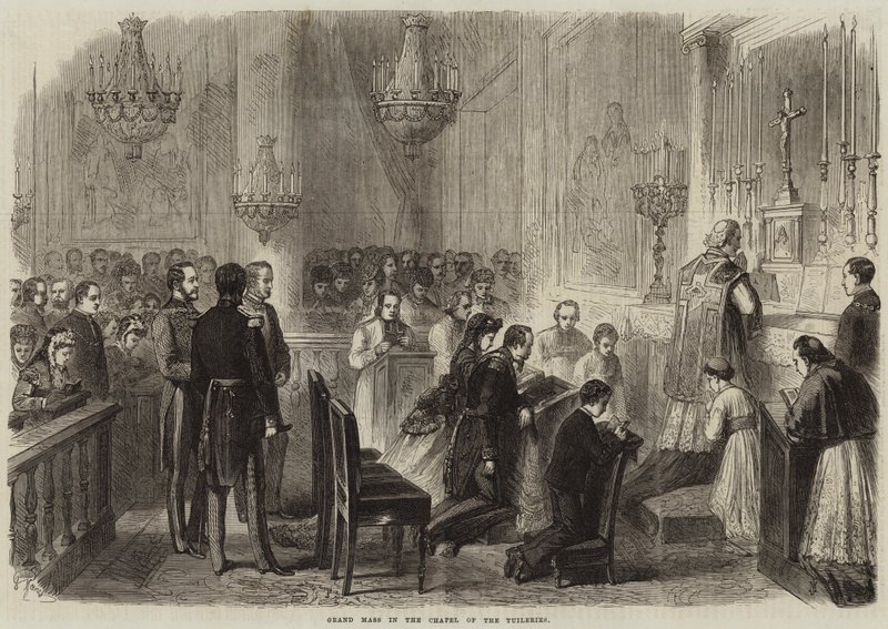 Tuileries Şapeli'ndeki Büyük Ayin (gravür) by French School