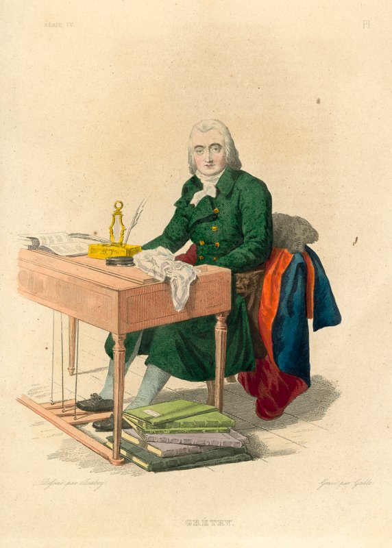 Gretry (renkli gravür) by French School