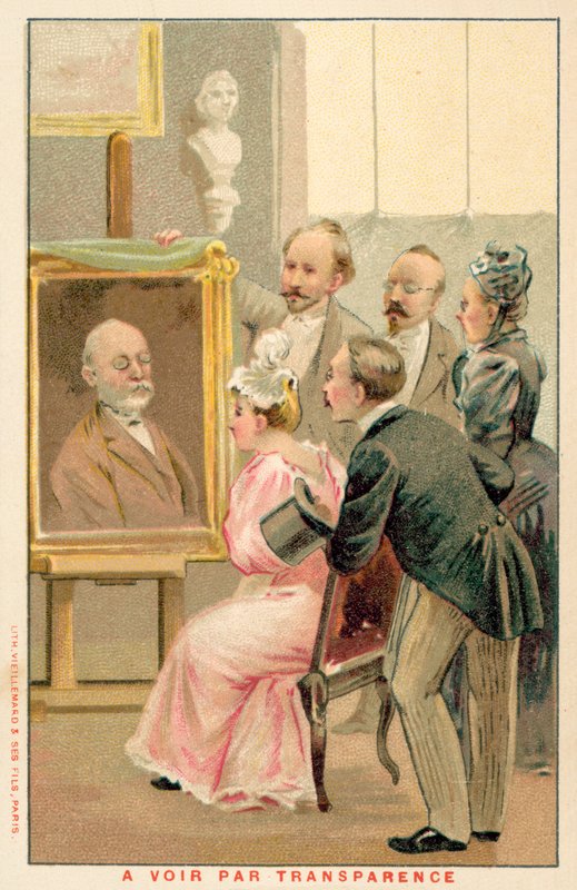 Bir resim okuyan bir grup insan (chromolitho) by French School