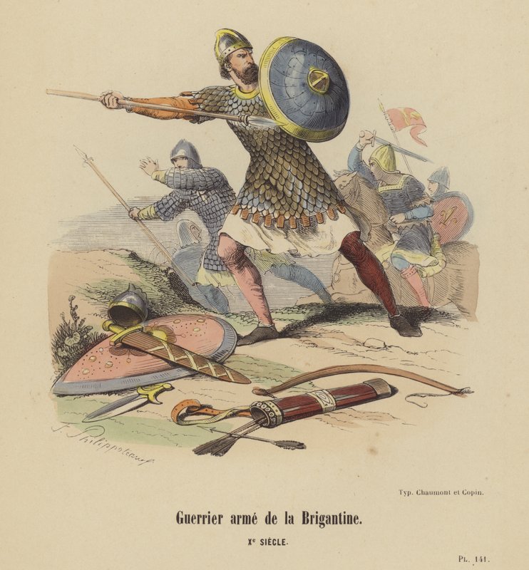 Brigantine'in Savaşçı Silahı, Xe Siecle (renkli gravür) by French School