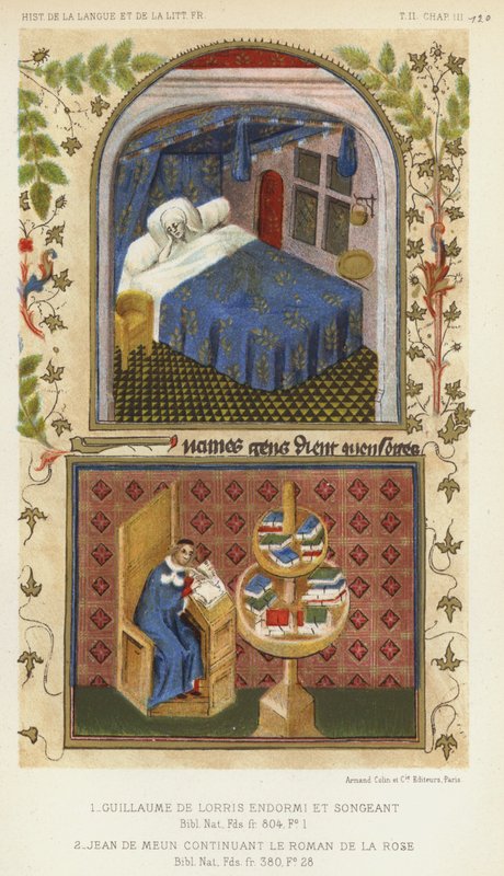 Guillaume De Lorris Uyuyor ve Düşünüyor, Jean De Meun Roman De La Rose